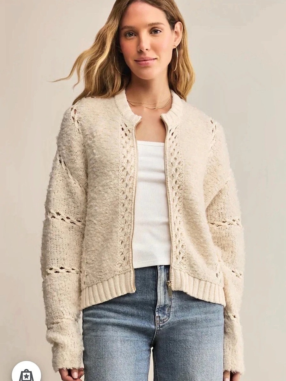 Z Supply Sundance Sweater Jacket NWOT Cream